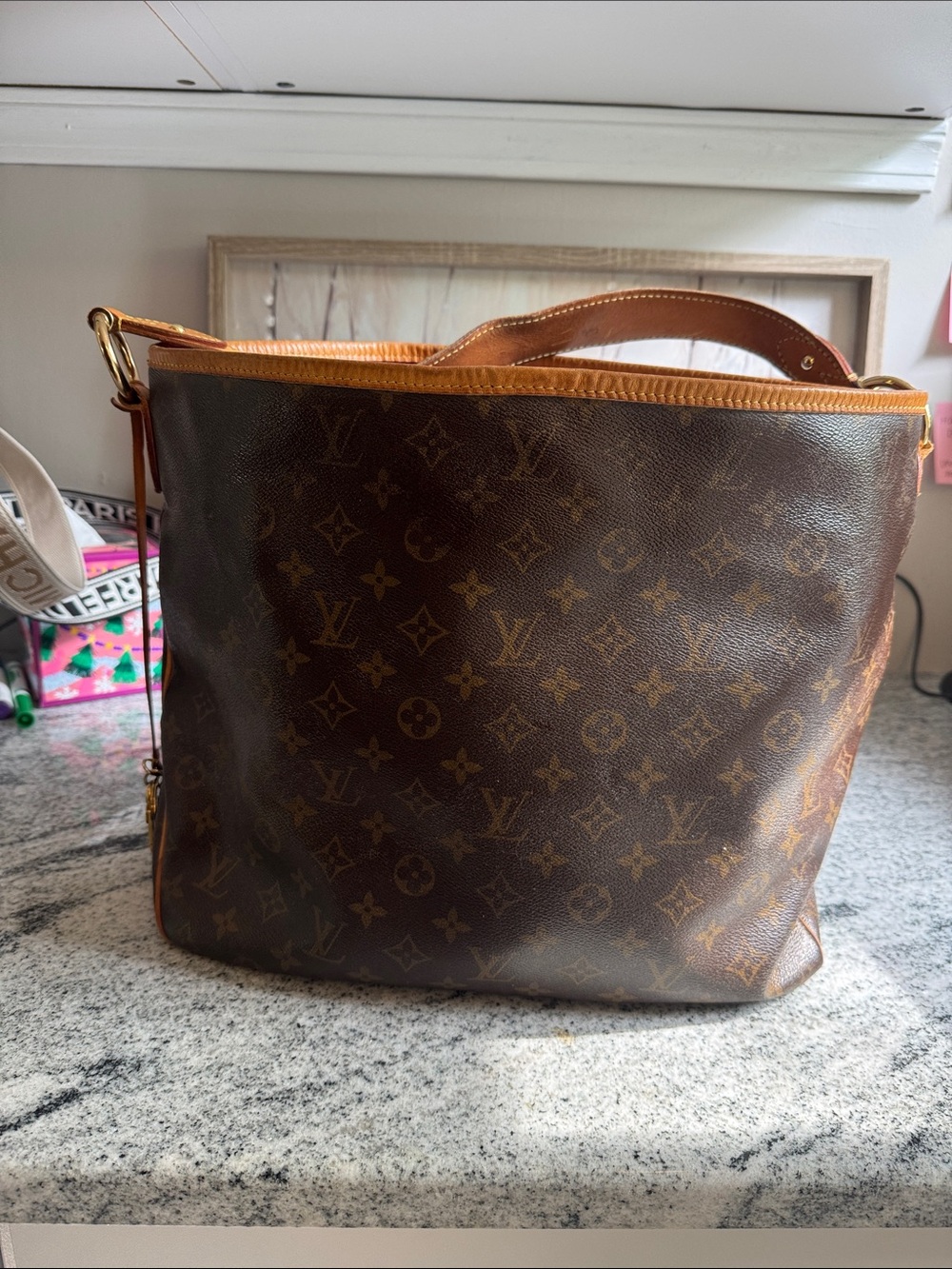 Louis Vuitton Brown Monogram Canvas Messenger Bag with Tan Trim